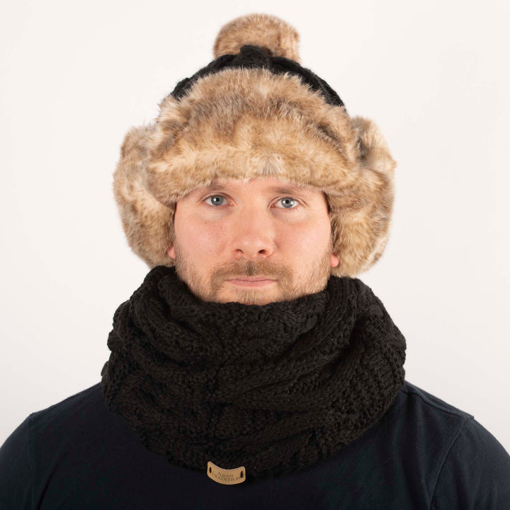 Aran Cable Trapper Hat Aran Cable Trapper Hat | Chunky Knit Design | Faux Fur Lined