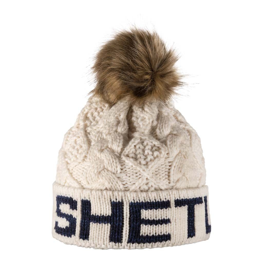 Aran Diamond Cable Shetland Pom Pom Hat Aran Diamond Cable Shetland Pom Pom Hat | Chunky Knit