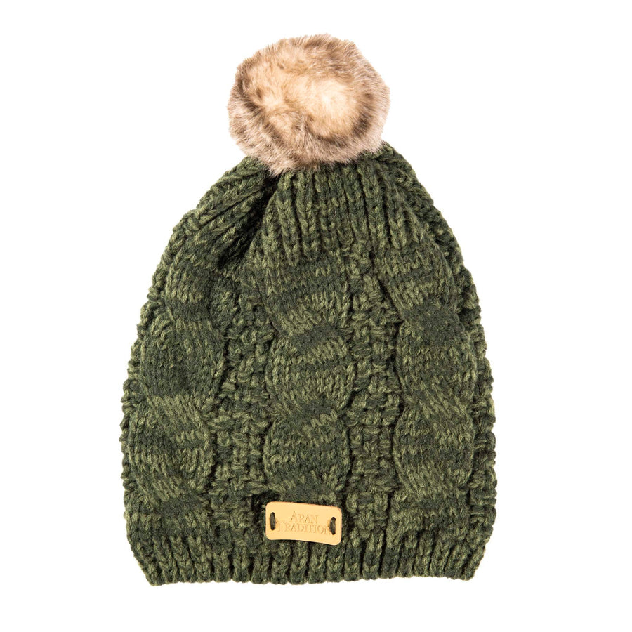 Aran Cable Tammy Hat Shop the Stylish Aran Cable Tammy Hat with Faux Fur Trim