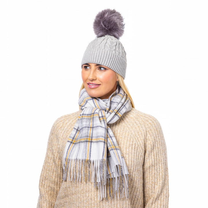 Shop Fine Cable Lined Pom Pom Hat | Premium Acrylic Knit