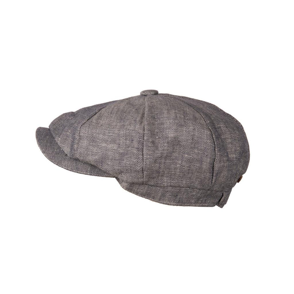 Carlyle Herringbone Linen Newsboy Cap - Unisex Design