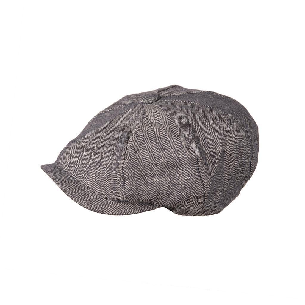 Carlyle Herringbone Linen Newsboy Cap - Unisex Design