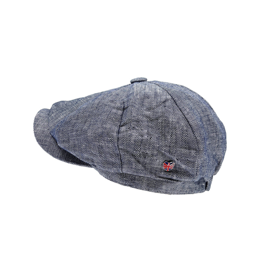 Carlyle Herringbone Linen Newsboy Cap - Unisex Design