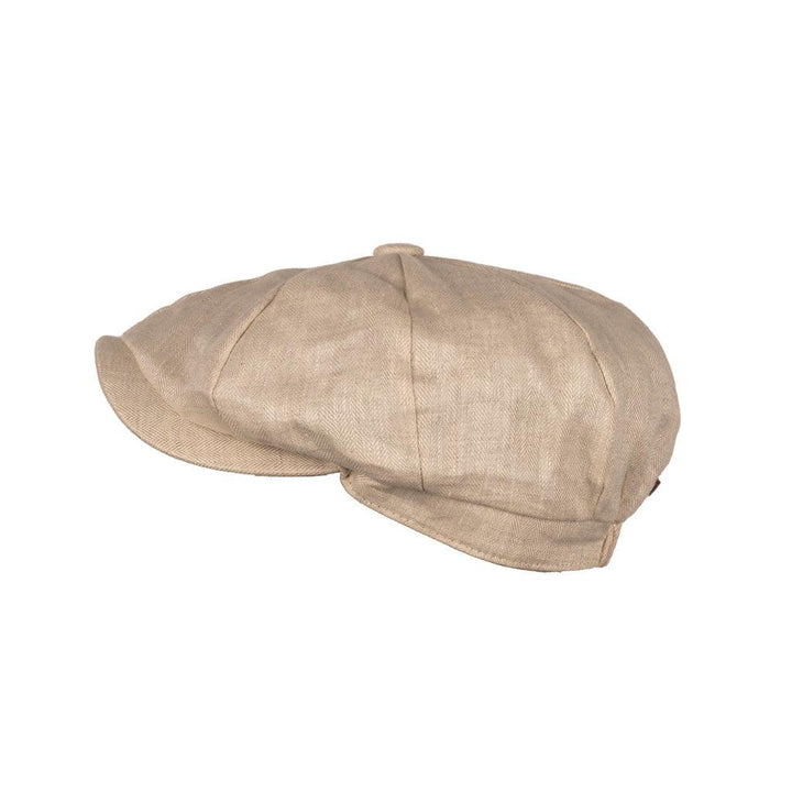 Carlyle Herringbone Linen Newsboy Cap - Unisex Design