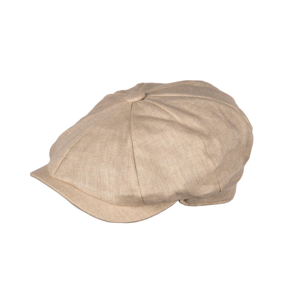 Carlyle Herringbone Linen Newsboy Cap - Unisex Design