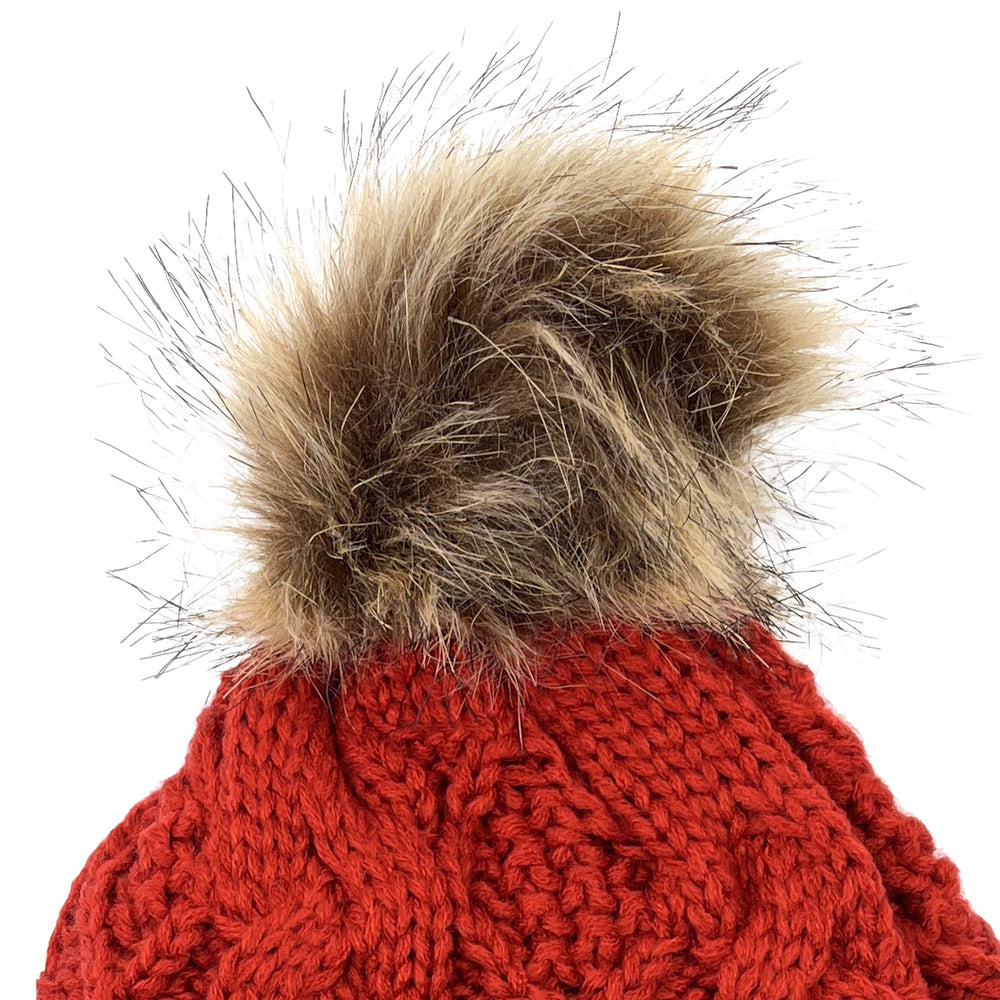 Aran Diamond Cable Wales Pom Pom Hat 