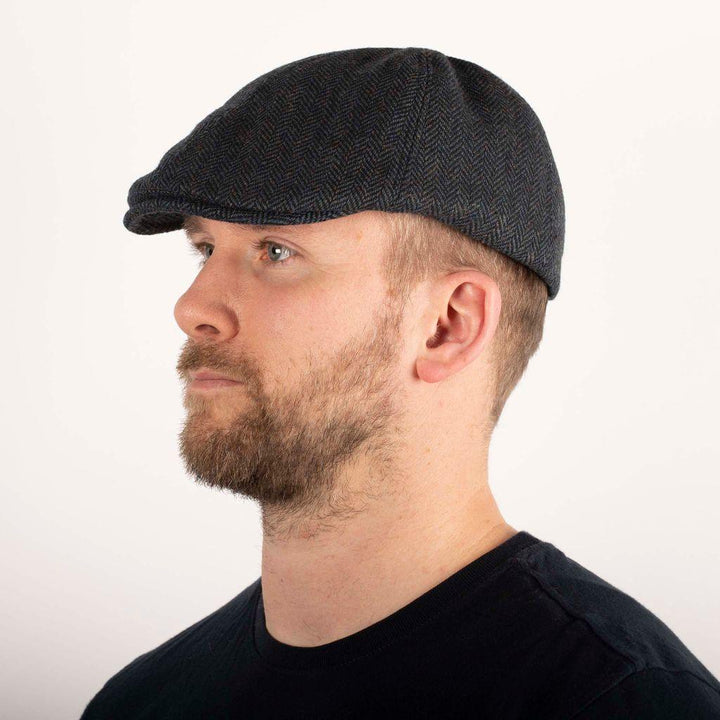 Heritage Traditions Herringbone Tweed Panel Flat Cap