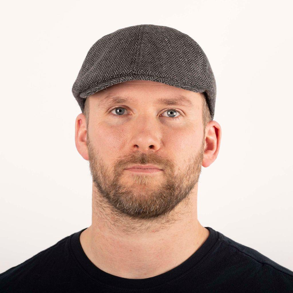 Heritage Traditions Herringbone Tweed Panel Flat Cap