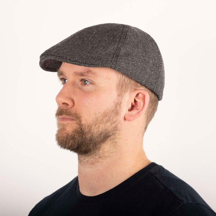 Heritage Traditions Herringbone Tweed Panel Flat Cap