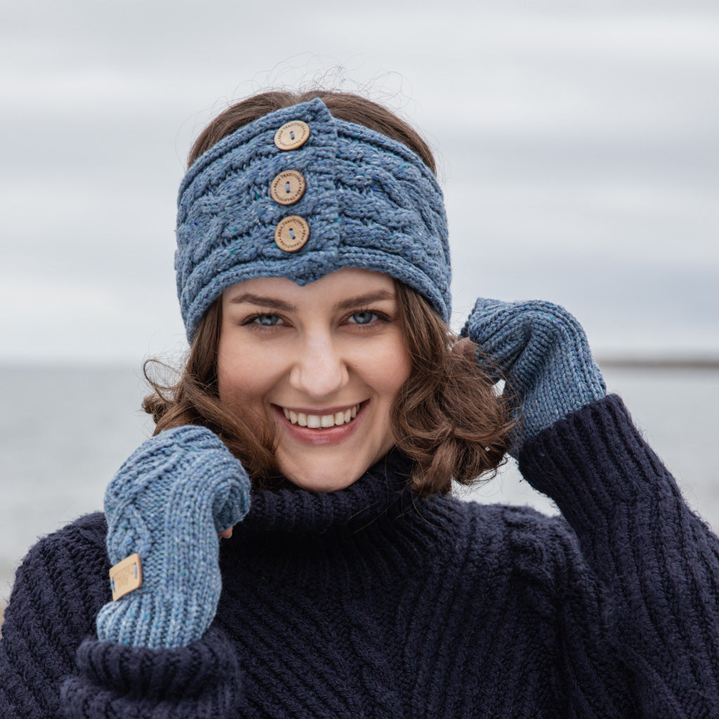 Aran Donegal Cable Button Headband Stay Cozy and Chic with Aran Donegal Cable Button Headband