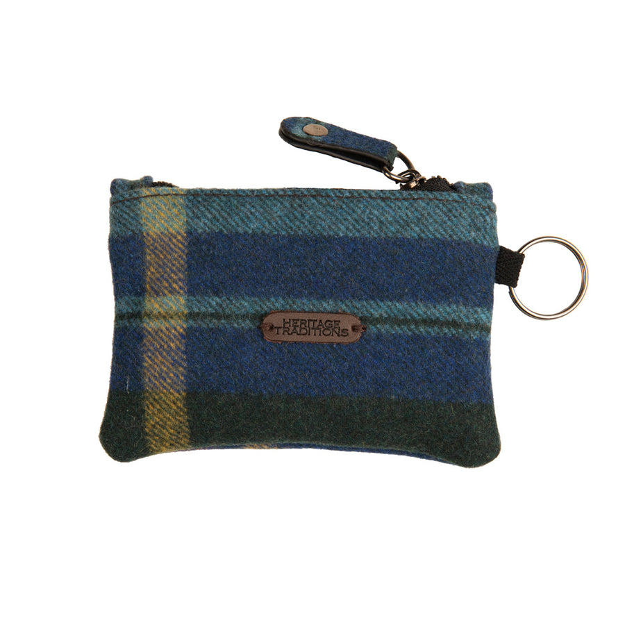 Heritage Traditions Wool Mix Tweed Coin Purse with Keyring Attachment