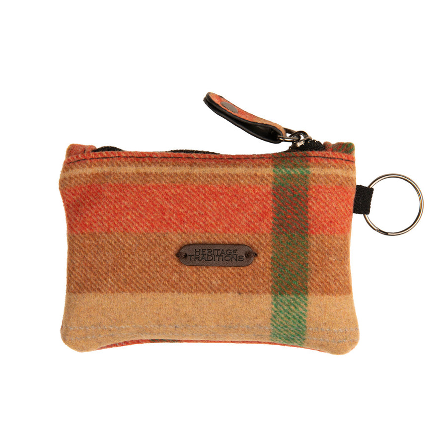 Heritage Traditions Wool Mix Tweed Coin Purse with Keyring Attachment