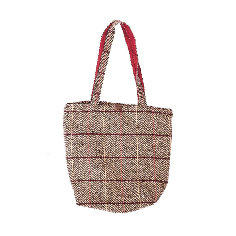 Check Tweed Shopper Bag - Premium Wool Mix Tweed