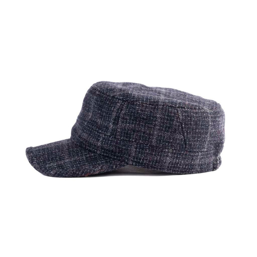  Unisex Tweed Military Cap with Adjustable Elastic Detail