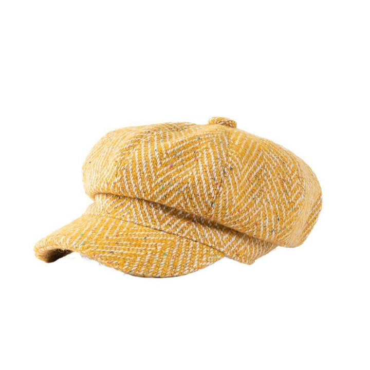 Donegal Herringbone Baker Boy Cap in Yellow | Heritage Traditions