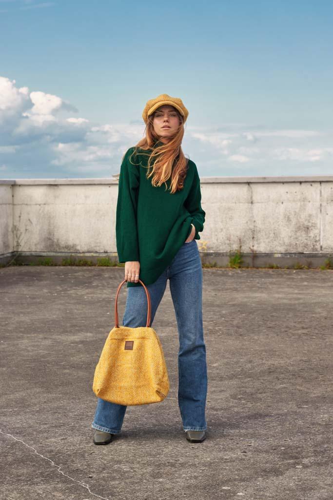 Donegal Herringbone Baker Boy Cap in Yellow | Heritage Traditions