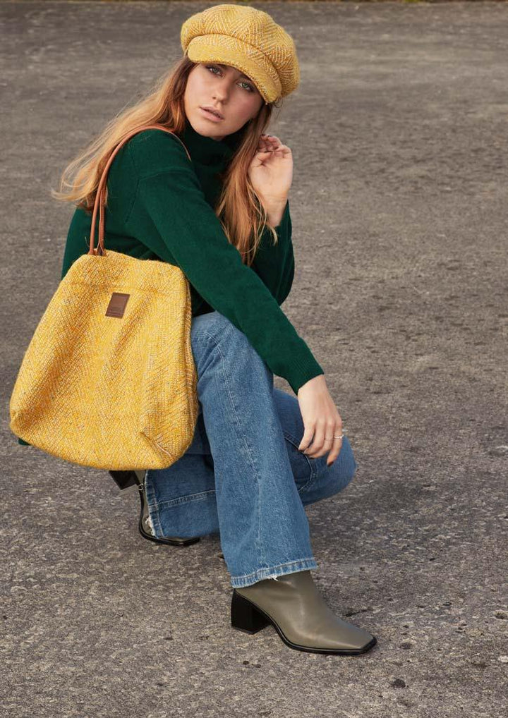 Donegal Herringbone Baker Boy Cap in Yellow | Heritage Traditions
