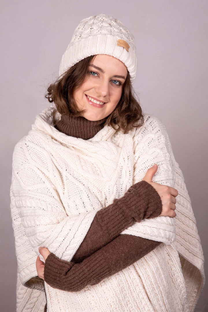 Aran Cable Shawl Neck Cape Aran Cable Shawl Neck Cape | Traditional Design | Cozy Knit
