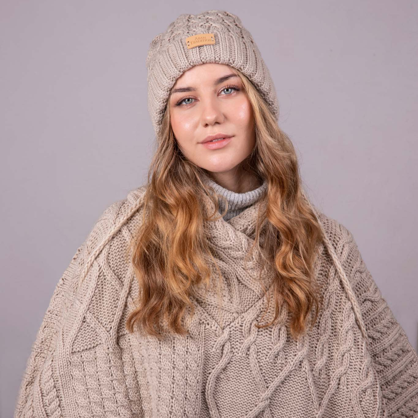 Aran Cable Shawl Neck Cape Aran Cable Shawl Neck Cape | Traditional Design | Cozy Knit