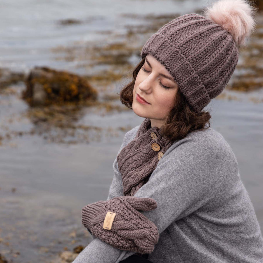 Fisherman Stitch Pom Pom Hat Stay Cozy & Stylish with Fisherman Stitch Pom Pom Hat