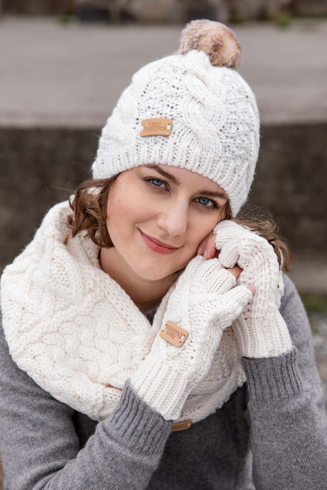 Aran Classic Cable Fingerless Gloves Aran Classic Cable Fingerless Gloves | Soft Cozy Knit Design
