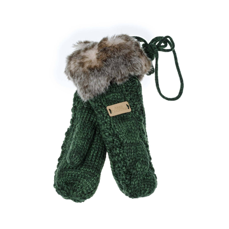 Aran Cable Fur Trim Mittens Stay Cozy & Luxurious with Aran Cable Fur Trim Mittens