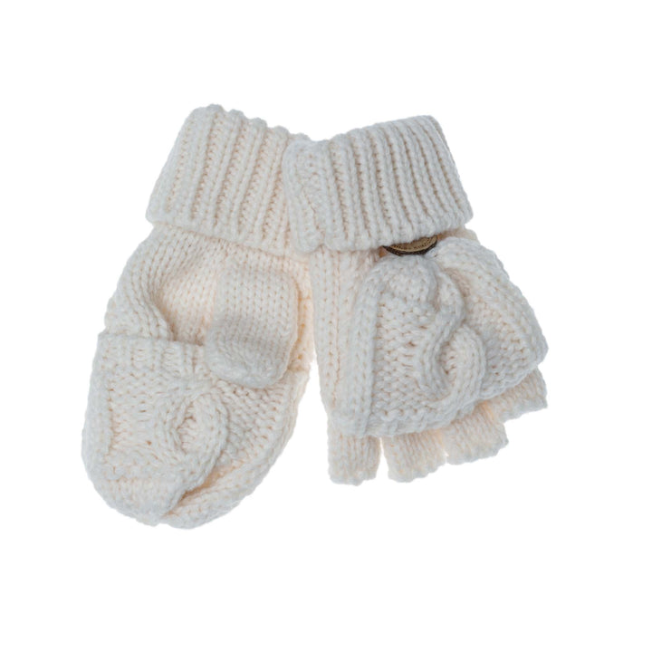 Aran Junior Cable Fold-over Mittens Aran Junior Cable Fold-over Mittens | Chunky Knit Mittens for Kids