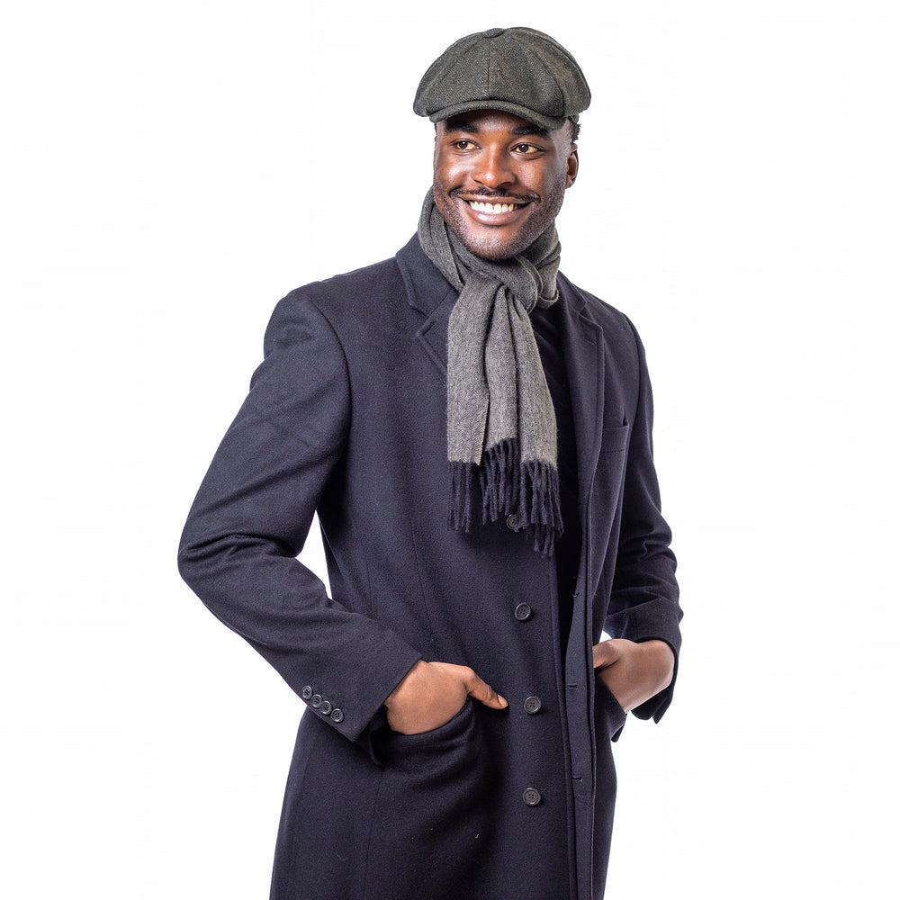 Heritage Traditions Pure Wool Herringbone Scarf with Fringe Detail