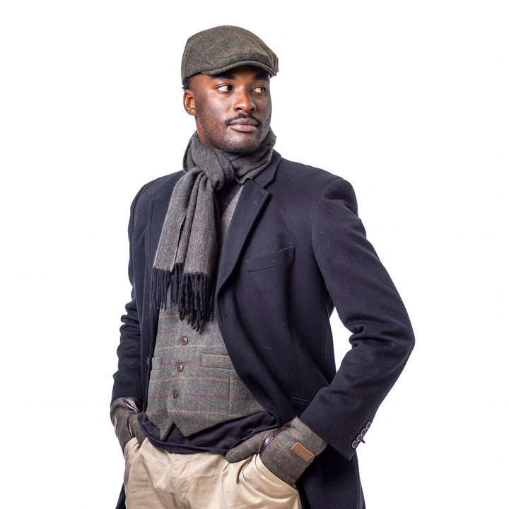 Heritage Traditions Pure Wool Herringbone Scarf with Fringe Detail