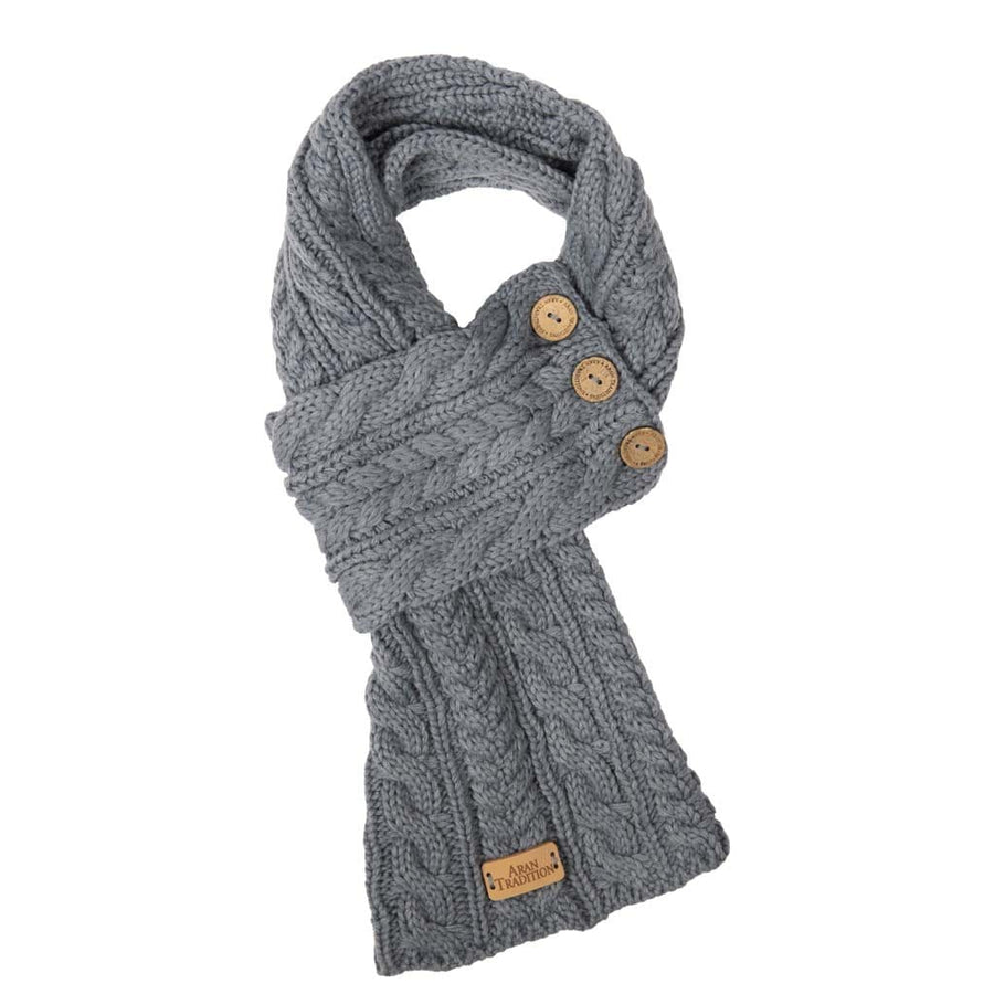 Aran Cable Button Wrap Scarf 