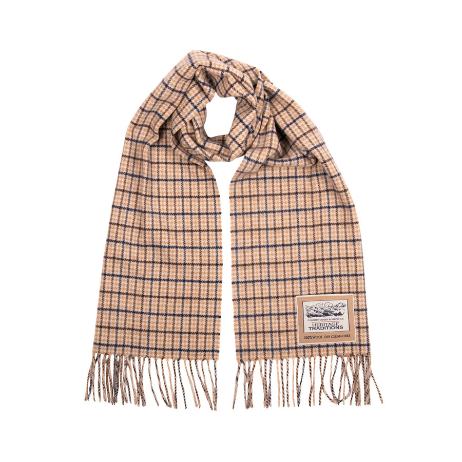 Luxurious Check Wool Scarf - 100% Pure Mongolian Wool