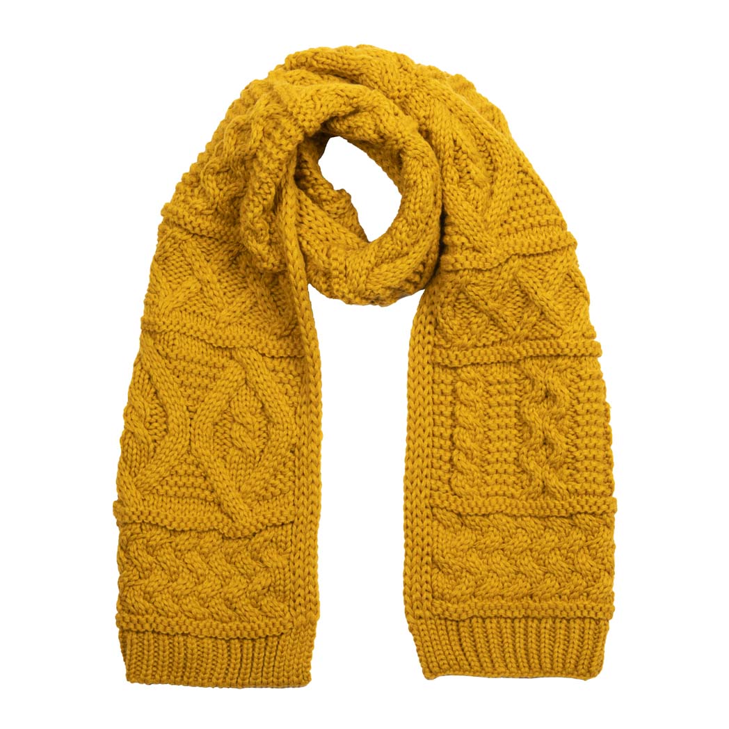 Aran Cable Knit Classic Scarf Wrap in Tradition & Warmth with Aran Cable Knit Classic Scarf