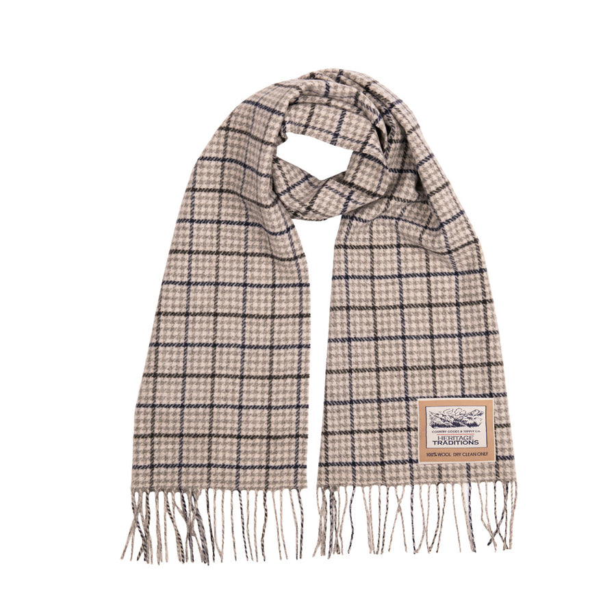 Luxurious Check Wool Scarf - 100% Pure Mongolian Wool