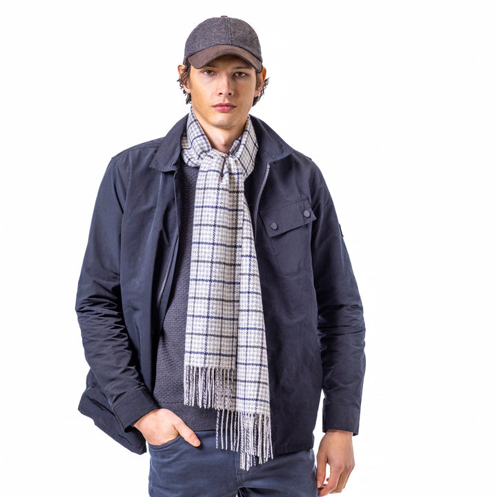 Luxurious Check Wool Scarf - 100% Pure Mongolian Wool