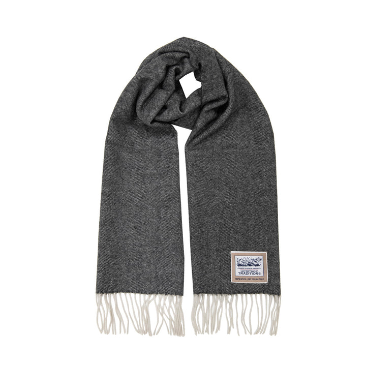 Heritage Traditions Pure Wool Herringbone Scarf with Fringe Detail