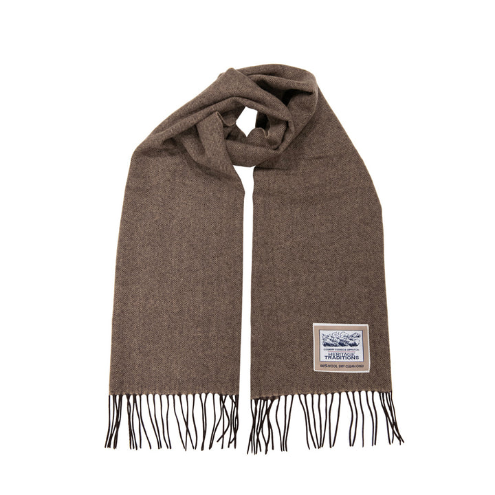 Heritage Traditions Pure Wool Herringbone Scarf with Fringe Detail