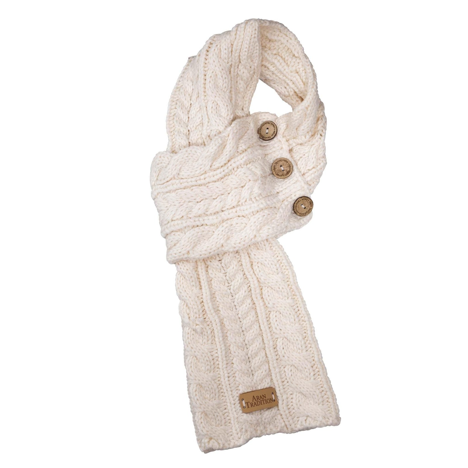 Aran Cable Button Wrap Scarf 