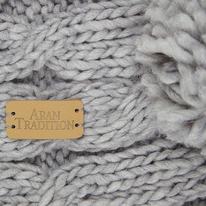 Aran Cable Knit Pom Pom Scarf Elevate Your Winter Style with Aran Cable Knit Pom Pom Scarf
