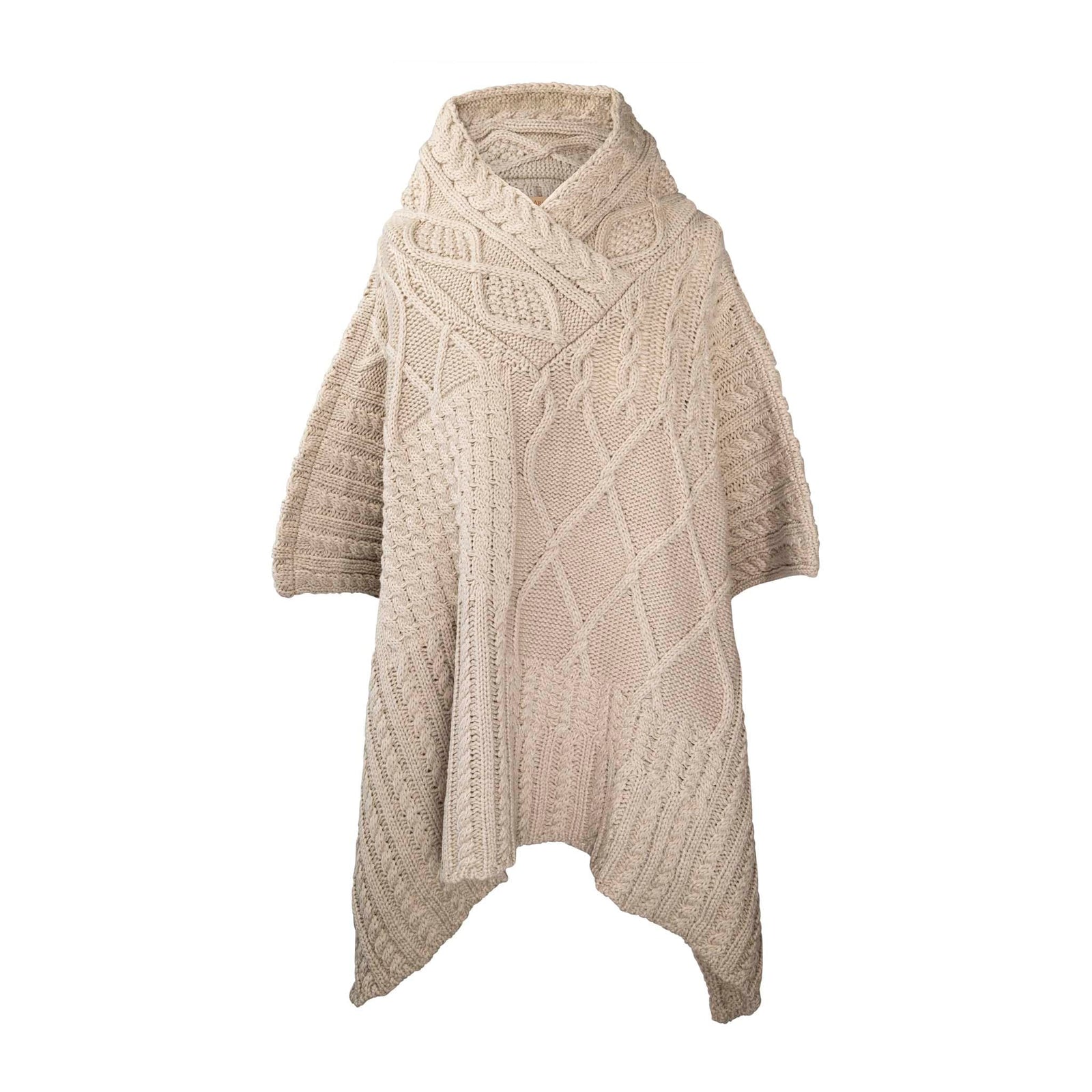 Aran Cable Shawl Neck Cape Aran Cable Shawl Neck Cape | Traditional Design | Cozy Knit