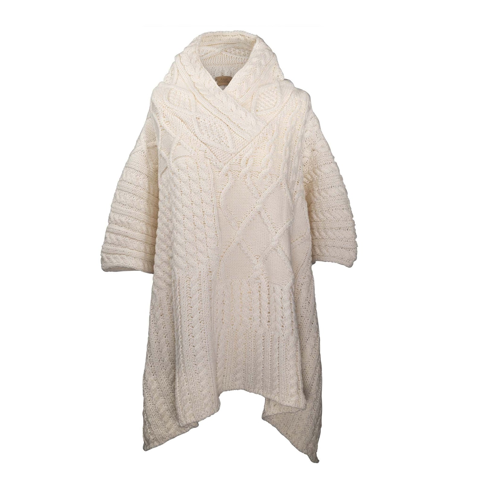 Aran Cable Shawl Neck Cape Aran Cable Shawl Neck Cape | Traditional Design | Cozy Knit