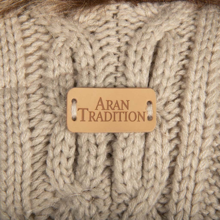 Aran Multi Cable Fur Edge Serape Shawl Aran Multi Cable Fur Edge Serape Shawl | Cozy Winter Accessory