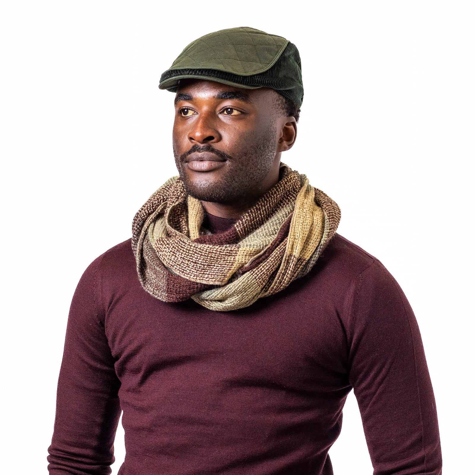 Basket Weave Lightweight Box Check Snood - Heritage Traditions