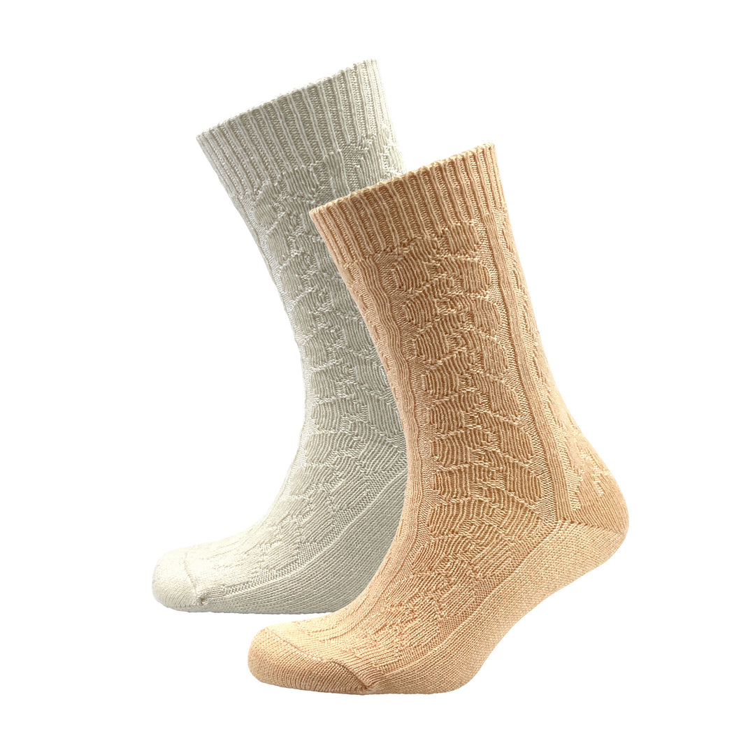 Aran Cable Cashmere Blend Socks 2 Pack 