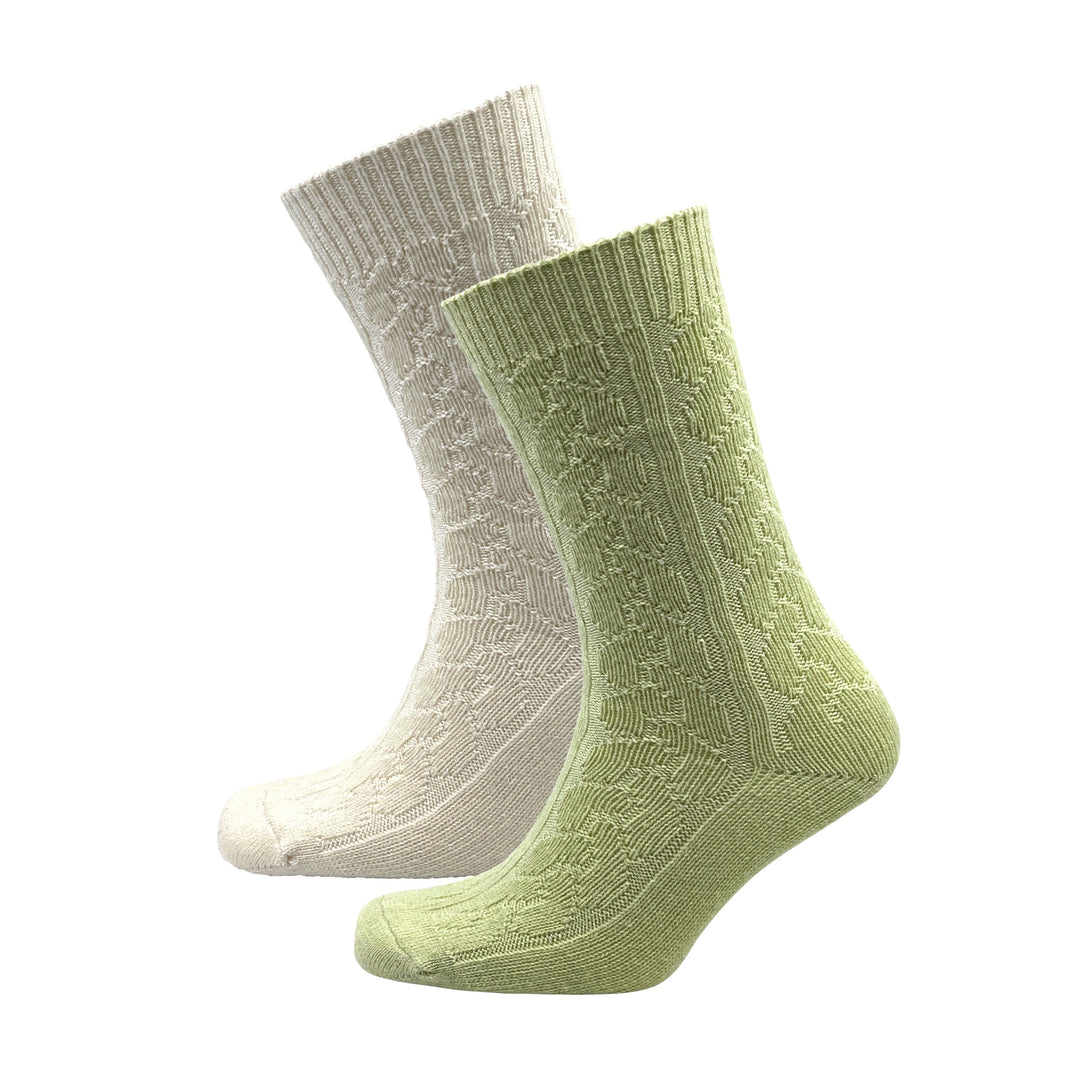 Aran Cable Cashmere Blend Socks 2 Pack 