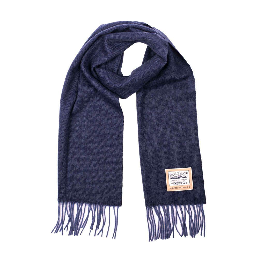 Heritage Traditions Pure Wool Herringbone Scarf with Fringe Detail